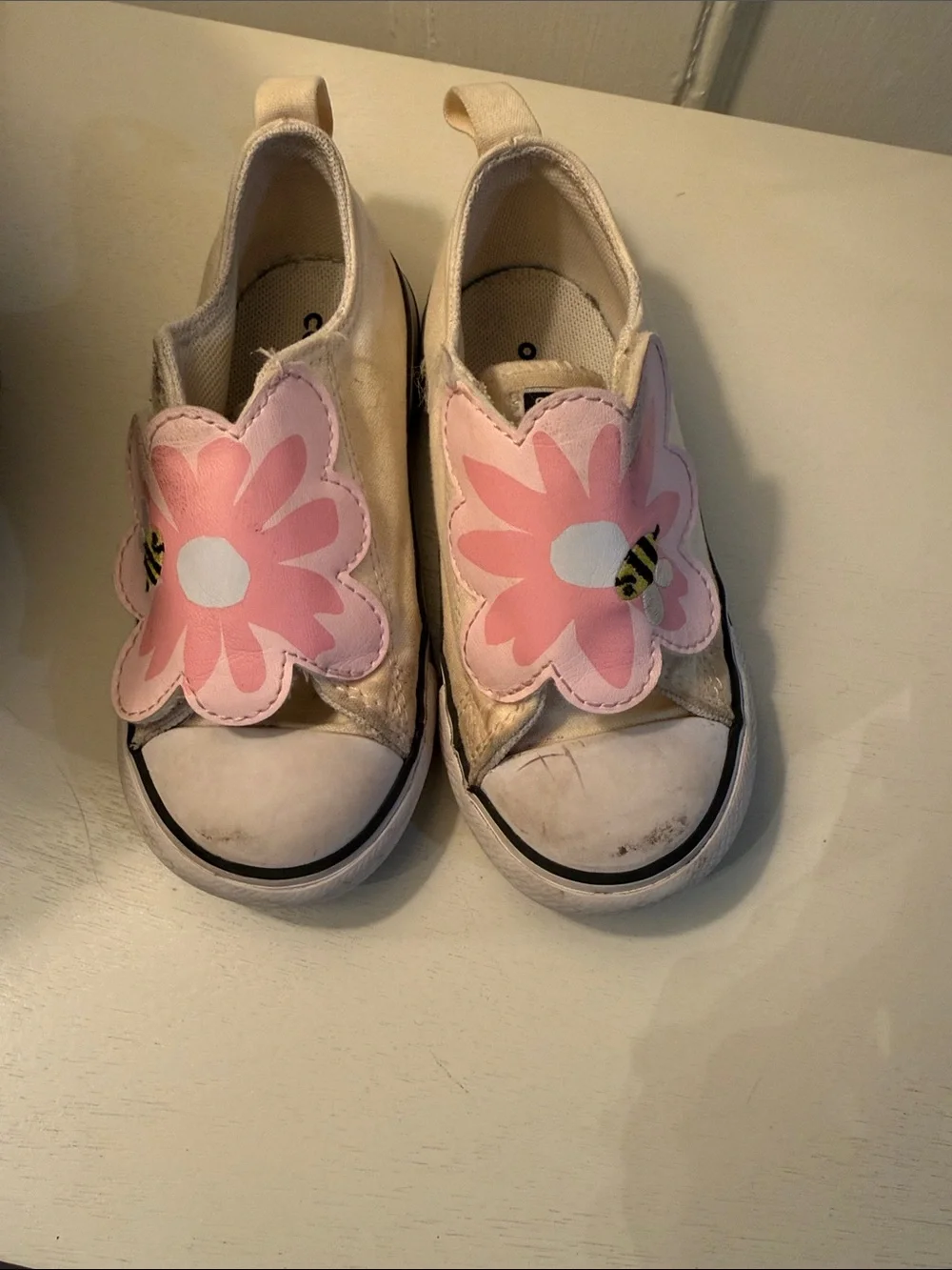 Converse Kids Slip-On Sneakers with Pink Flower Appliqué
